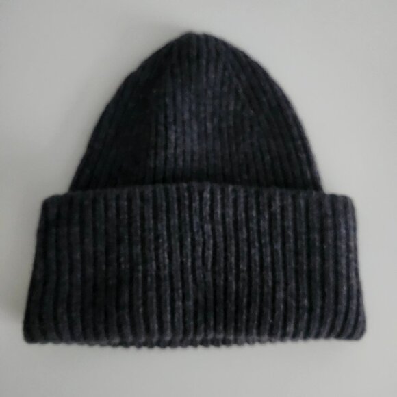 ACNE STUDIOS Pansy N Face 100% Wool Gray Beanie Unisex - Picture 4 of 8